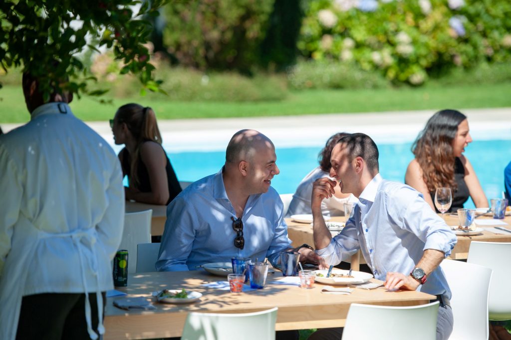 Working lunch at pool side in Cape town