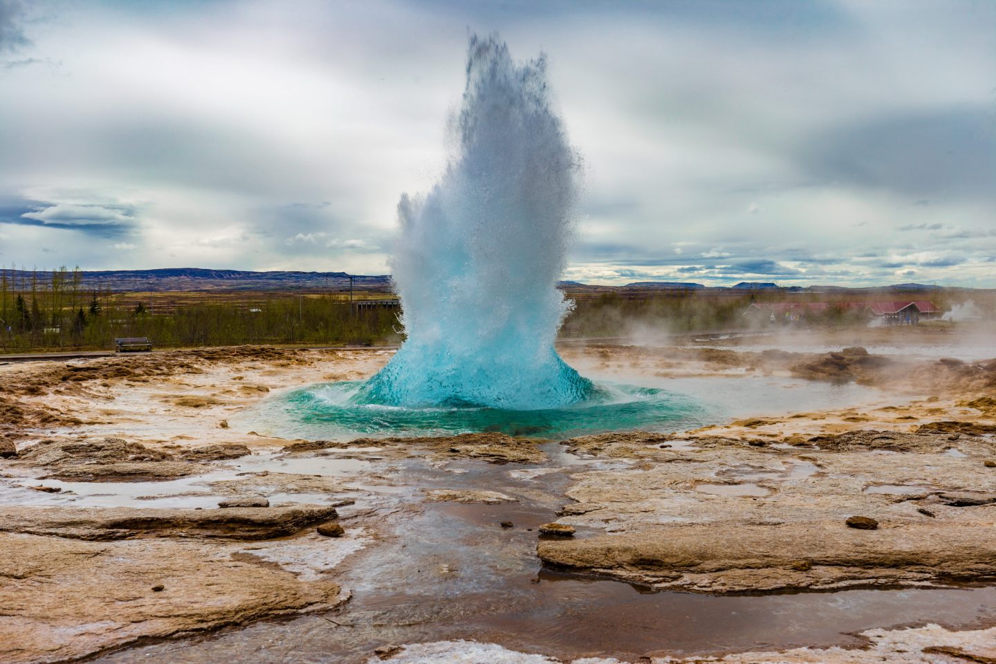 An eruption of a Geyser in Iceland is a natural spectacle