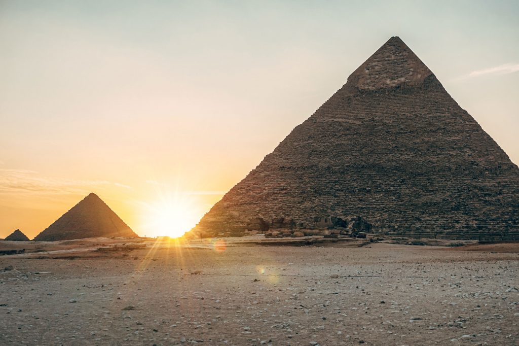 Sunset pyramids of Giza
