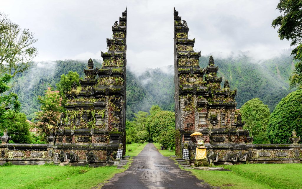 Gates to one of the Hindu temples in Bali in Indonesia