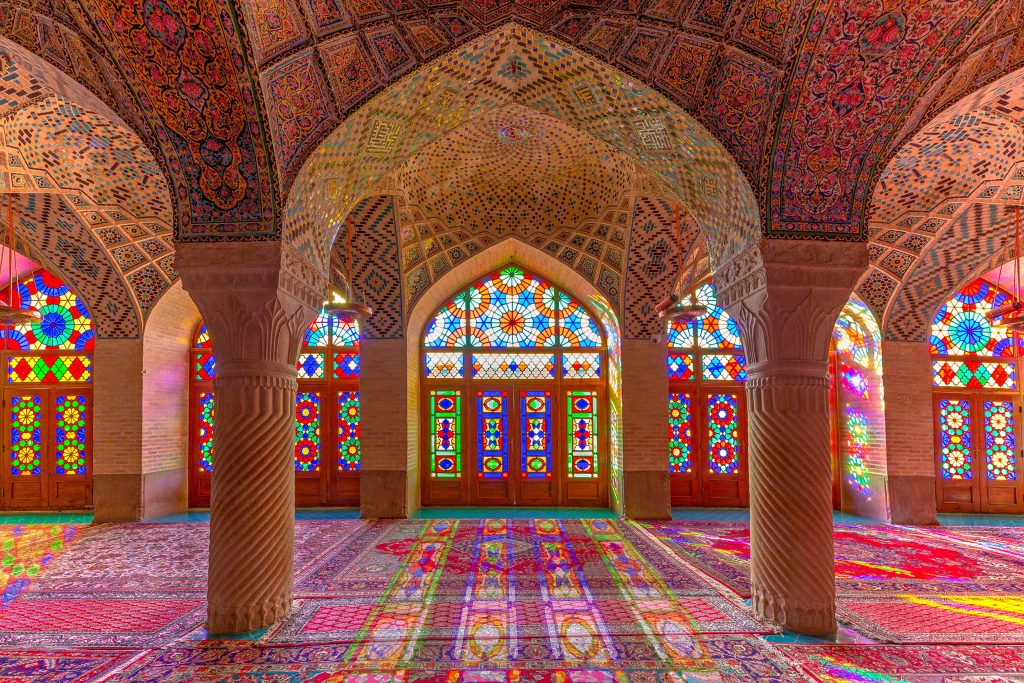 A mixture of architecture and art offers the pink mosque in Shiraz