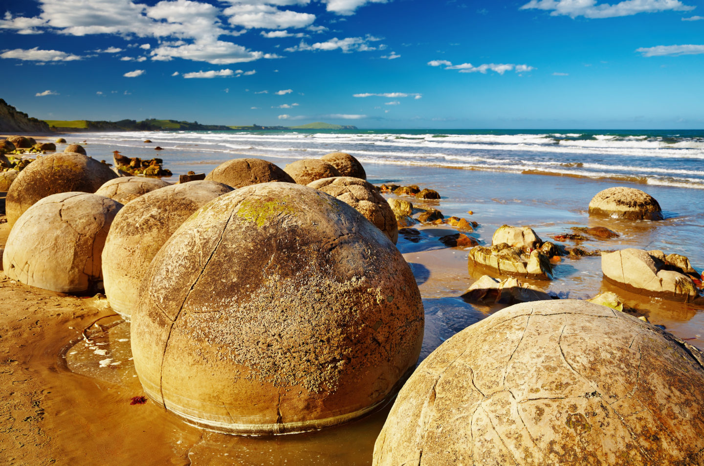The Moeraki Boulders is one of the natural wonders of New Zealand